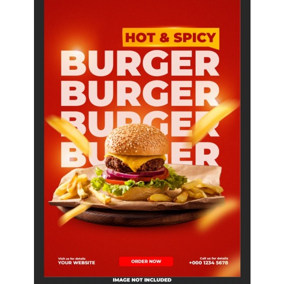 Burger and Fries Food Poster PSD Template